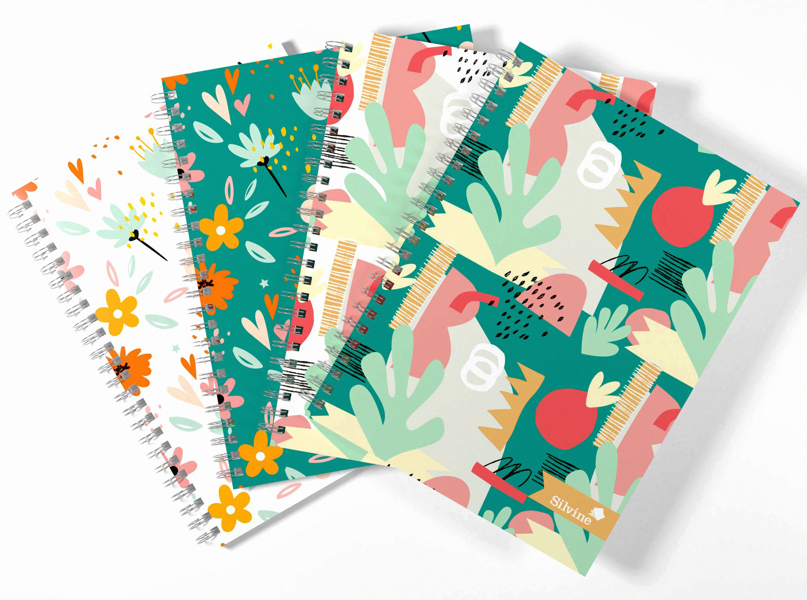 A5 Floral Notebook 160pg Pk4 Assorted